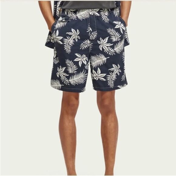Scotch & Soda NWT Mens Relaxed Straight Print Poplin
Bermuda Shorts Navy M - Picture 2 of 8